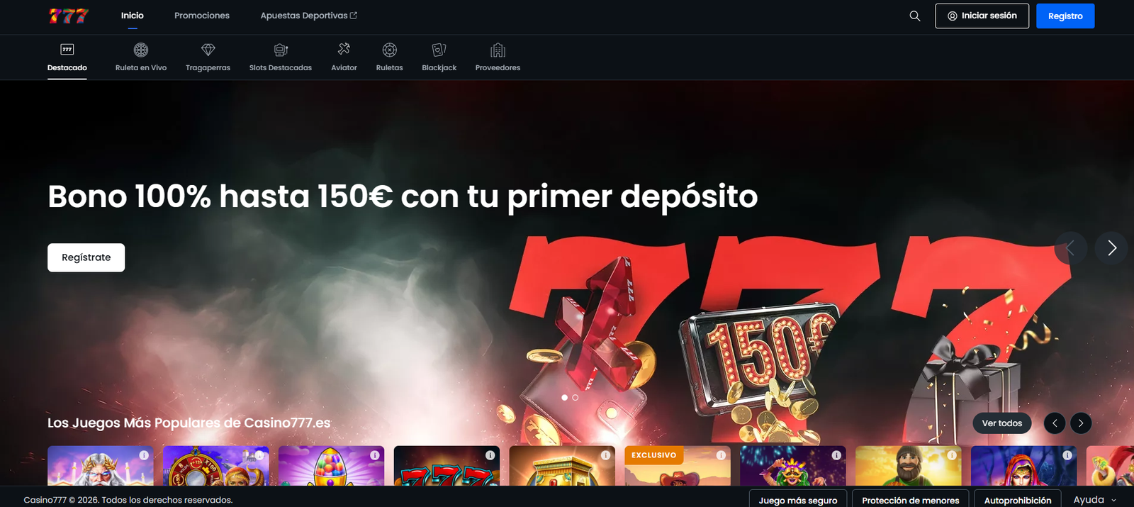 Explora el inmenso y emocionante lobby de juegos de 777 Casino Colombia.